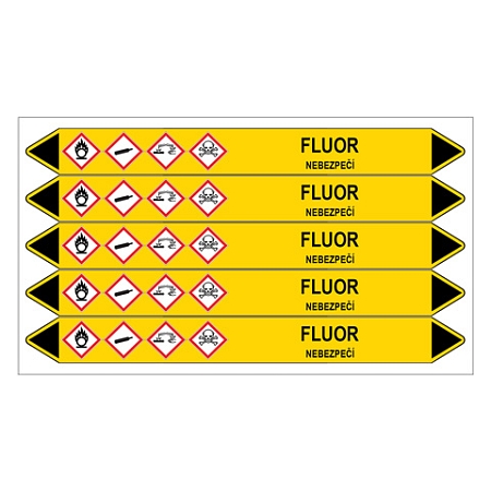 Značení potrubí, fluor,5 ks, 150 × 12 mm